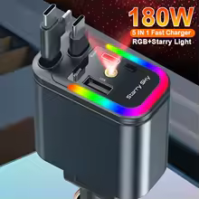 شاحن سيارة Starry Sky 5in1 — شحن سريع مع إضاءة RGB